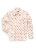 Boy's Ely Cattleman Long Sleeve Retro Star Print Snap Shirt- Ecru