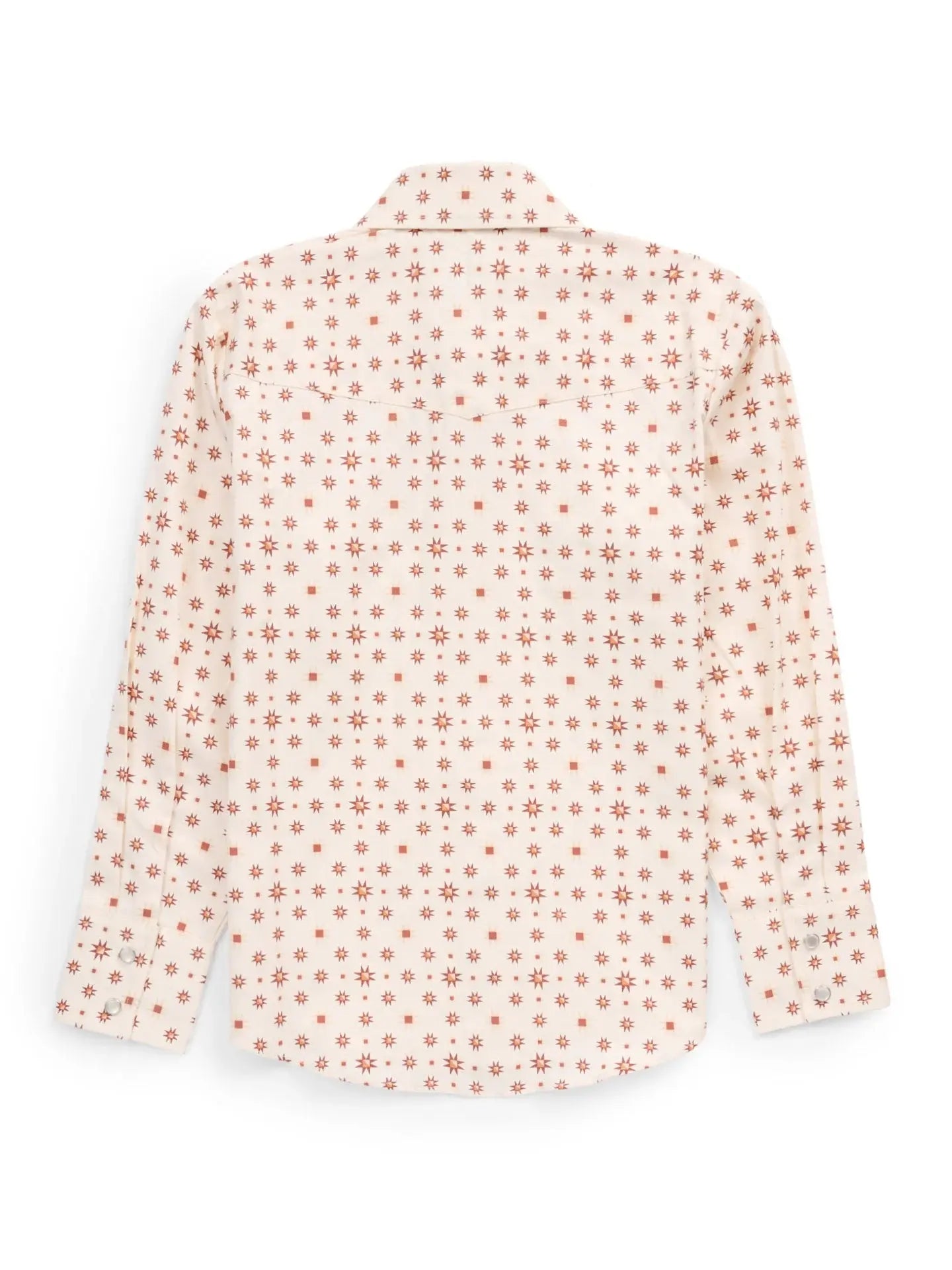 Boy's Ely Cattleman Long Sleeve Retro Star Print Snap Shirt- Ecru - Ely Cattleman - Flyclothing LLC