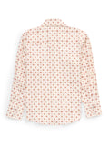 Boy's Ely Cattleman Long Sleeve Retro Star Print Snap Shirt- Ecru