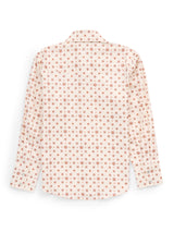 Boy's Ely Cattleman Long Sleeve Retro Star Print Snap Shirt- Ecru