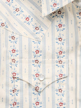 Boy's Ely Cattleman Long Sleeve Wallpaper Floral Print Snap Shirt-Ecru