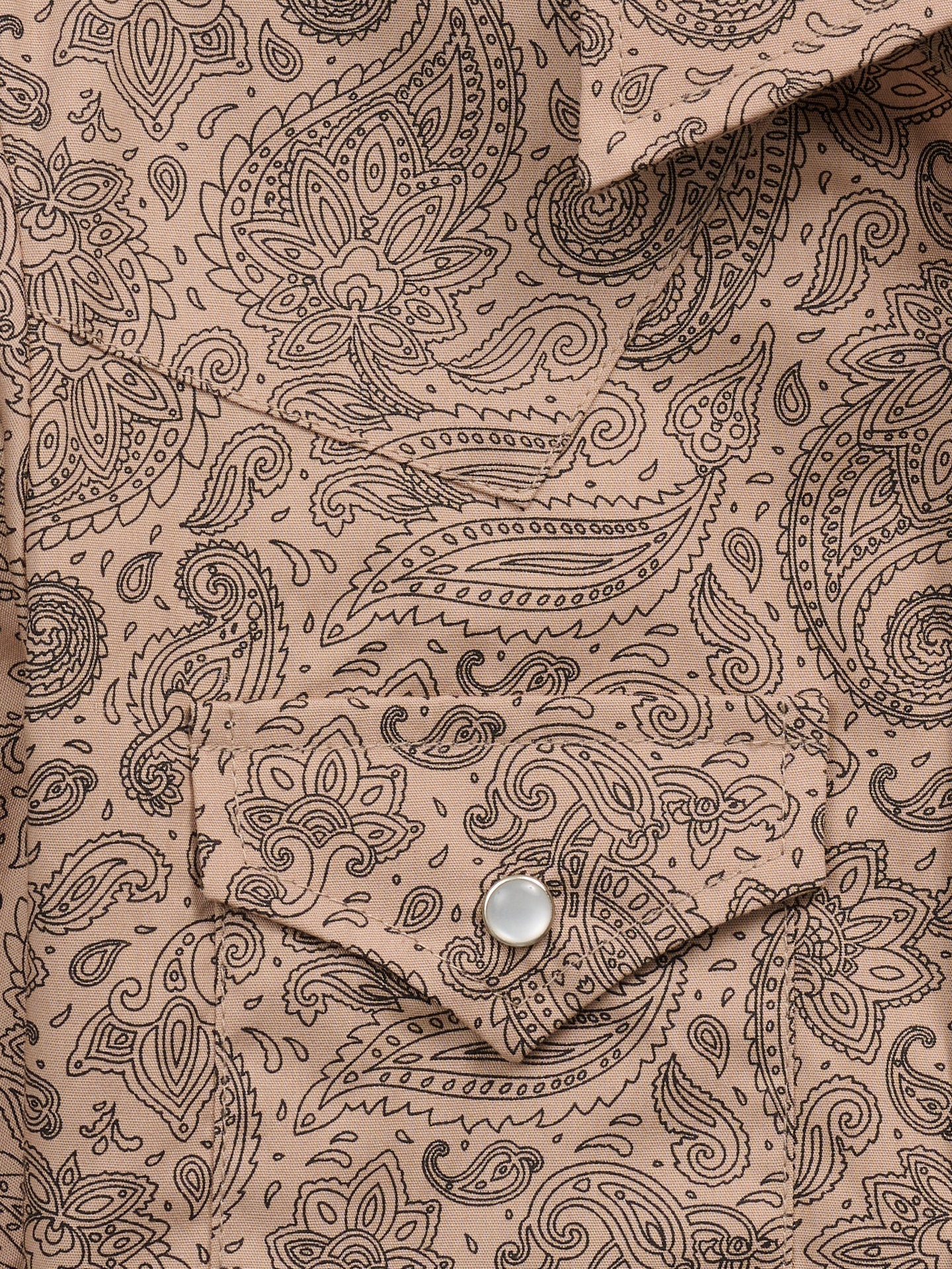 Boy's Ely Cattleman Long Sleeve Paisley Print Snap Shirt- Khaki