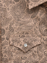 Boy's Ely Cattleman Long Sleeve Paisley Print Snap Shirt- Khaki