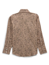 Boy's Ely Cattleman Long Sleeve Paisley Print Snap Shirt- Khaki - Ely Cattleman - Flyclothing LLC