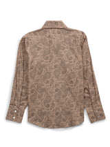 Boy's Ely Cattleman Long Sleeve Paisley Print Snap Shirt- Khaki