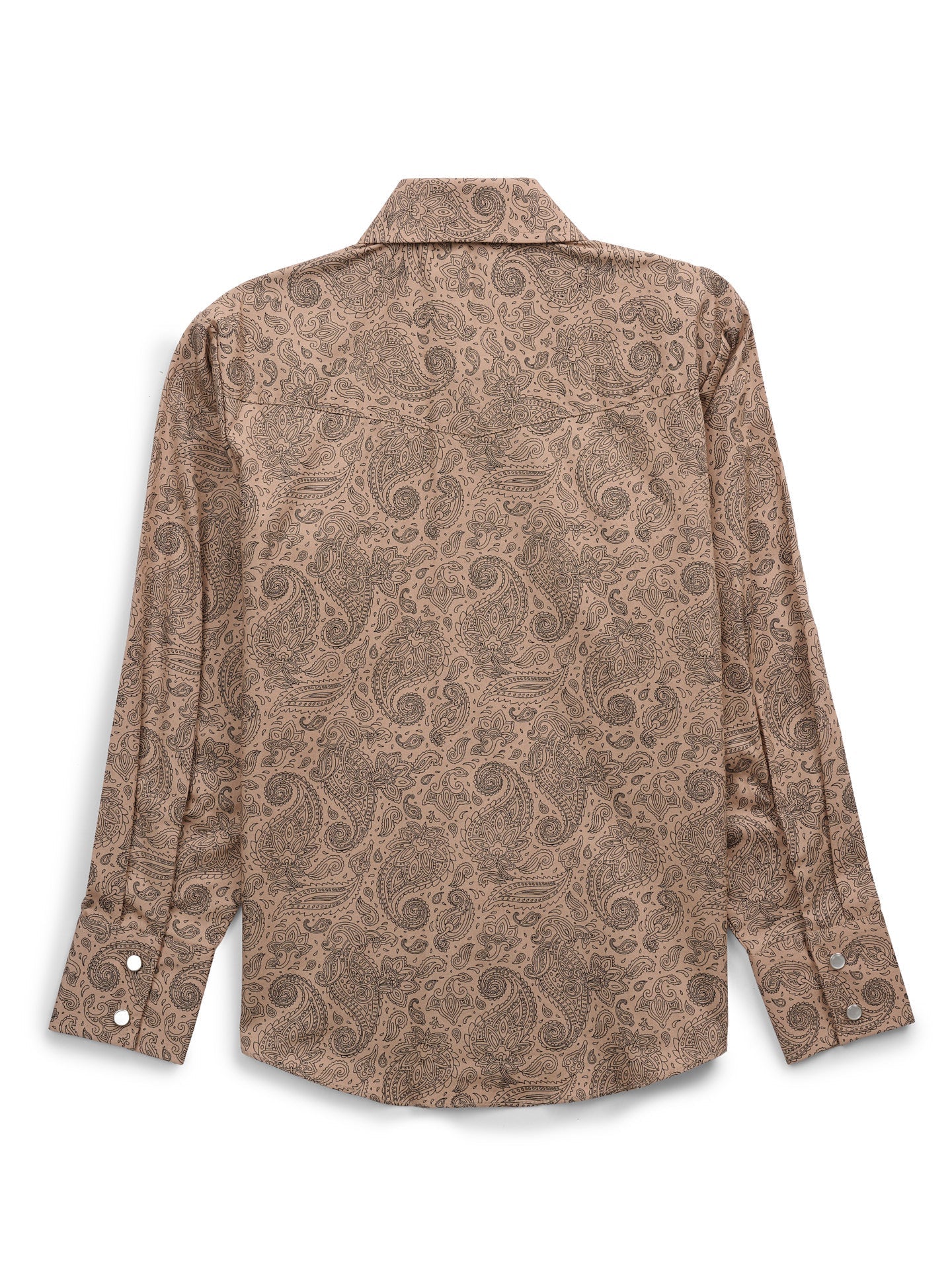 Boy's Ely Cattleman Long Sleeve Paisley Print Snap Shirt- Khaki