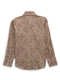 Boy's Ely Cattleman Long Sleeve Paisley Print Snap Shirt- Khaki - Ely Cattleman - Flyclothing LLC