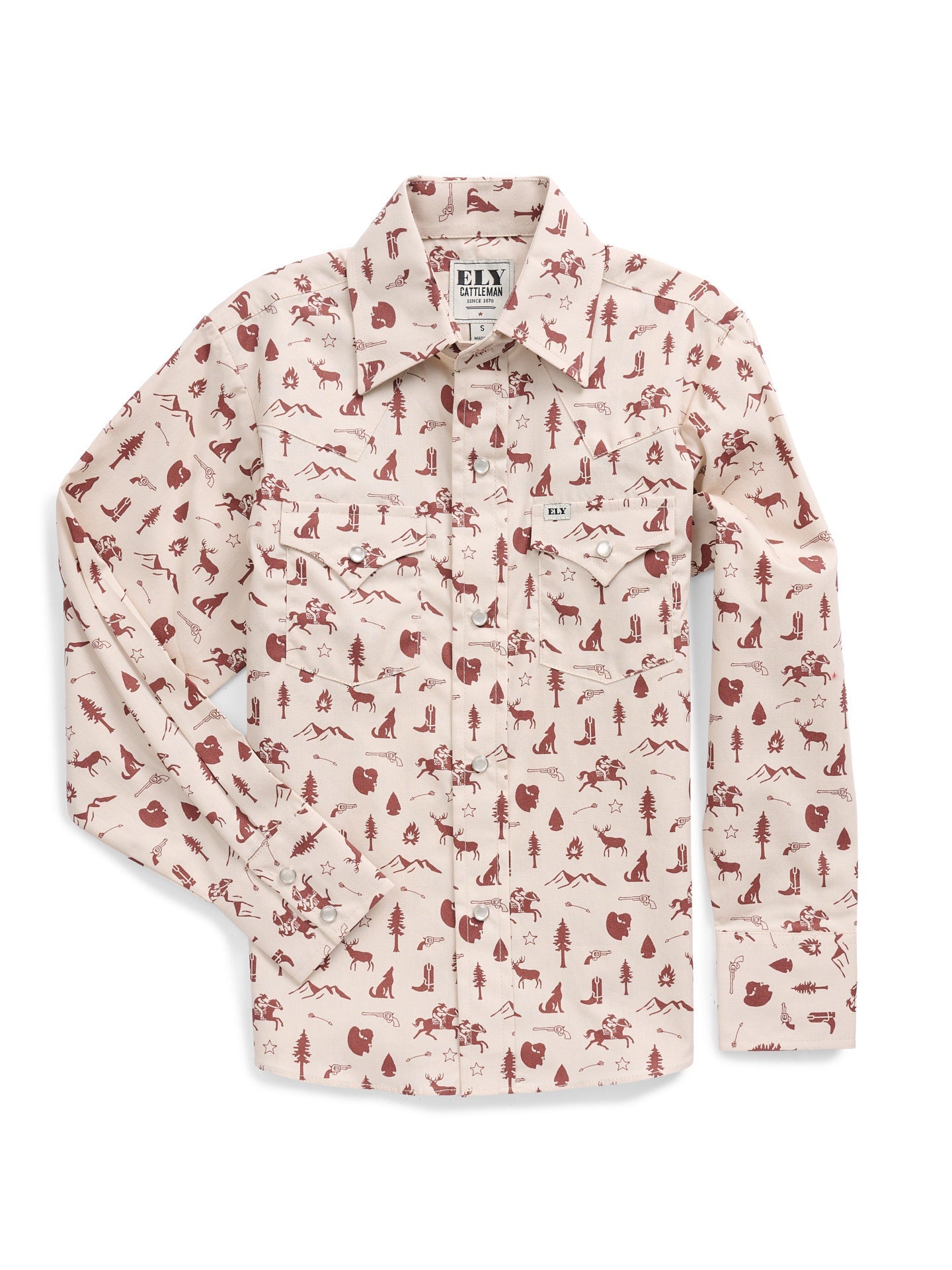 Boy's Ely Cattleman Long Sleeve Conversation Print Snap Shirt