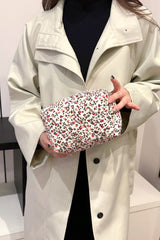 Floral Quilted Clutch with Plaid Lining - Trendsi