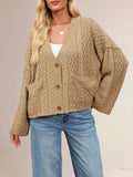 Cable Knit Button-Down Cardigan - Trendsi - Flyclothing LLC