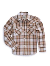 Boy's Ely Cattleman Long Sleeve Textured Plaid Western Snap Shirt- Teal & Khaki - Ely Cattleman - Flyclothing LLC