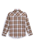 Boy's Ely Cattleman Long Sleeve Textured Plaid Western Snap Shirt- Teal & Khaki - Ely Cattleman - Flyclothing LLC