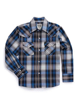 Boy's Ely Cattleman Long Sleeve Textured Plaid Western Snap Shirt- Blue & Burgundy - Ely Cattleman - Flyclothing LLC