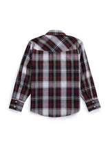 Boy's Ely Cattleman Long Sleeve Textured Plaid Western Snap Shirt- Blue & Burgundy - Ely Cattleman - Flyclothing LLC