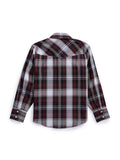 Boy's Ely Cattleman Long Sleeve Textured Plaid Western Snap Shirt- Blue & Burgundy - Ely Cattleman - Flyclothing LLC