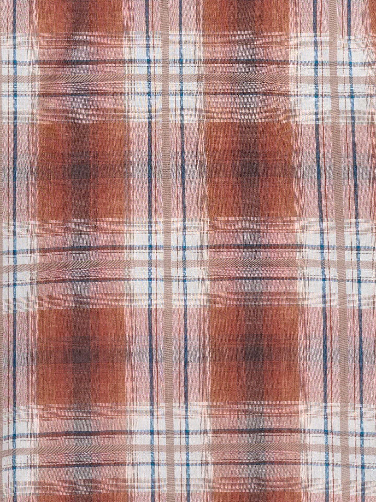 Boy's Ely Cattleman Long Sleeve Textured Plaid Western Snap Shirt- Rust & Navy