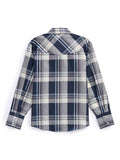 Boy's Ely Cattleman Long Sleeve Textured Plaid Western Snap Shirt- Navy & Rust - Ely Cattleman