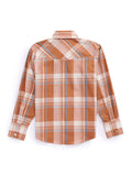 Boy's Ely Cattleman Long Sleeve Textured Plaid Western Snap Shirt- Navy & Rust - Ely Cattleman - Flyclothing LLC