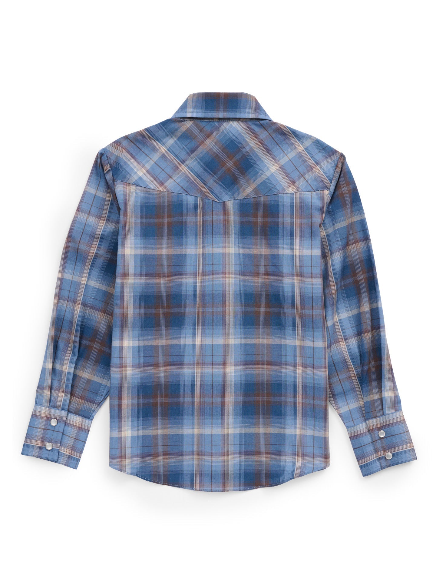Boy's Ely Cattleman Long Sleeve Textured Plaid Western Snap Shirt-Navy