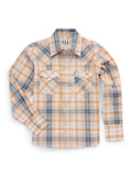 Boy's Ely Cattleman Long Sleeve Textured Plaid Western Snap Shirt-Tan - Ely Cattleman - Flyclothing LLC
