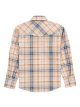 Boy's Ely Cattleman Long Sleeve Textured Plaid Western Snap Shirt-Tan