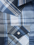 Boy's Ely Cattleman Long Sleeve Textured Plaid Western Snap Shirt- Blue - Ely Cattleman - Flyclothing LLC