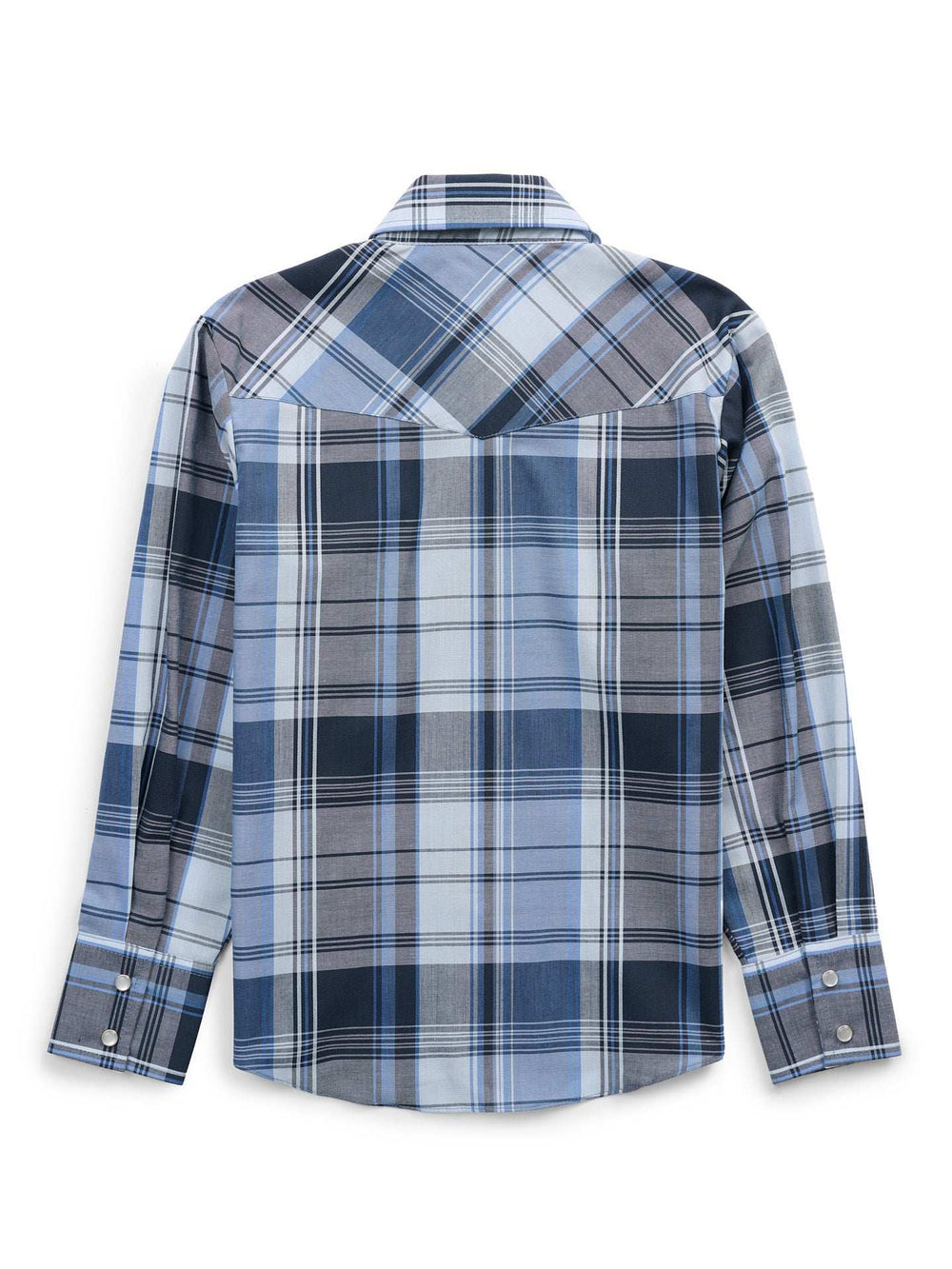 Boy's Ely Cattleman Long Sleeve Textured Plaid Western Snap Shirt- Blue - Ely Cattleman - Flyclothing LLC