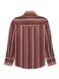 Boy's Ely Cattleman Long Sleeve Textured Stripe Western Snap Shirt- Burgundy - Ely Cattleman - Flyclothing LLC