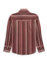 Boy's Ely Cattleman Long Sleeve Textured Stripe Western Snap Shirt- Burgundy