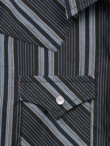 Boy's Ely Cattleman Long Sleeve Textured Stripe Western Snap Shirt- Black