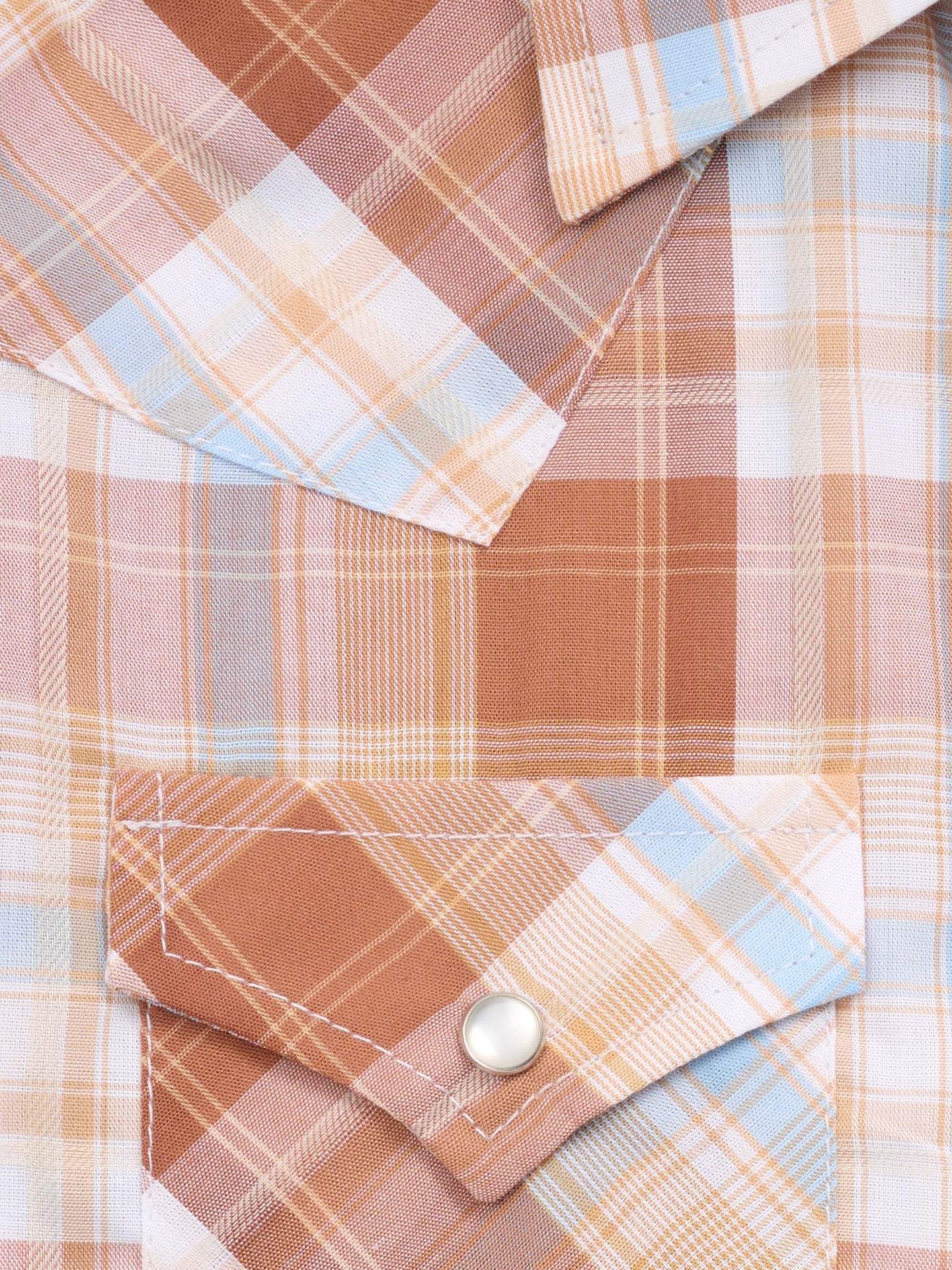Boy's Ely Cattleman Long Sleeve Textured Plaid Western Snap Shirt- Gold - Ely Cattleman - Flyclothing LLC
