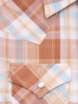 Boy's Ely Cattleman Long Sleeve Textured Plaid Western Snap Shirt- Gold