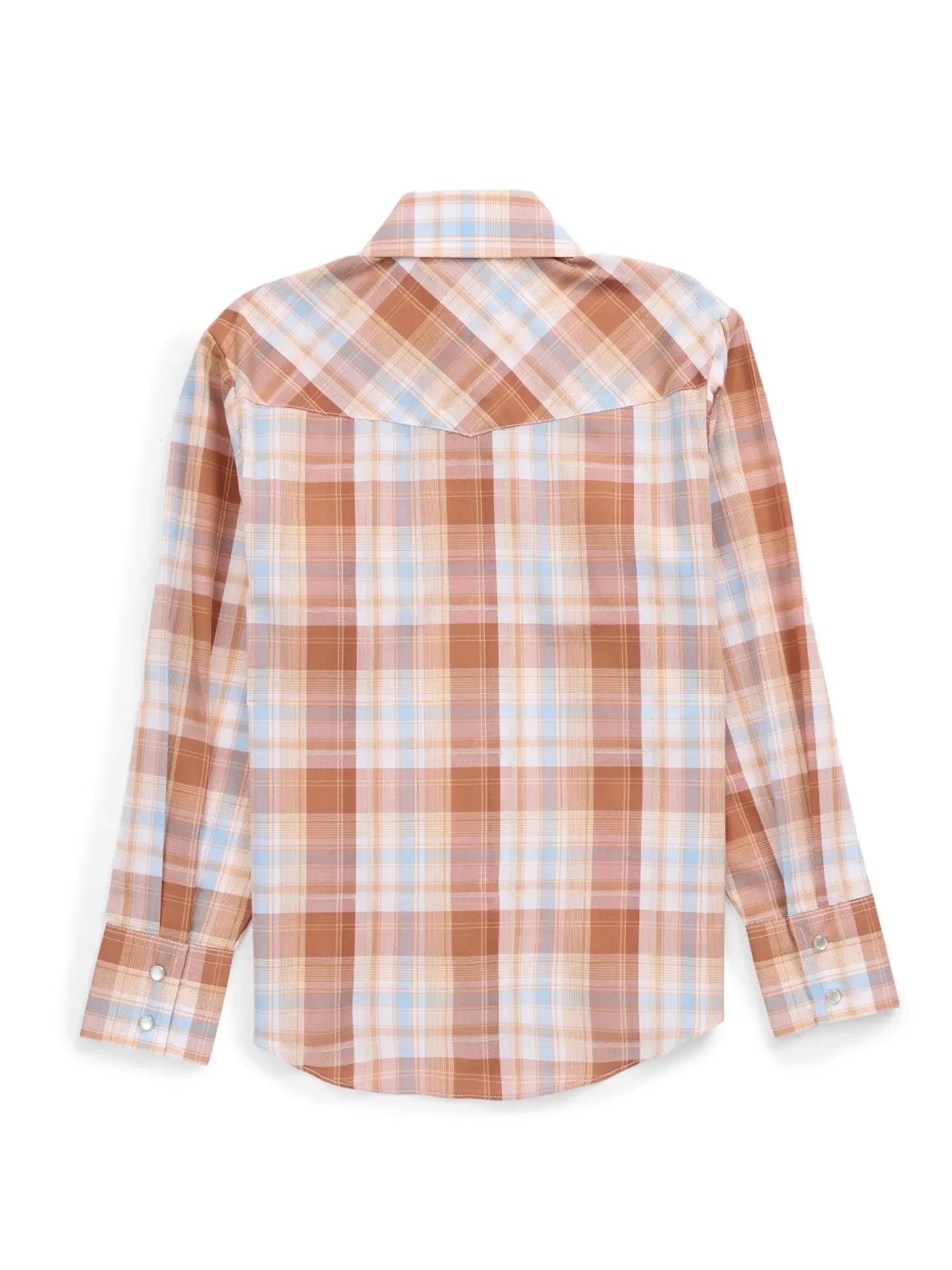 Boy's Ely Cattleman Long Sleeve Textured Plaid Western Snap Shirt- Gold - Ely Cattleman - Flyclothing LLC
