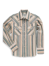 Boy's Ely Cattleman Long Sleeve Textured Ecru Stripe Western Snap Shirt