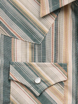 Boy's Ely Cattleman Long Sleeve Textured Ecru Stripe Western Snap Shirt