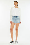 Kancan High Rise Side Slit Denim Shorts - Trendsi
