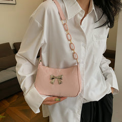 Bow PU Leather Shoulder Bag - Trendsi