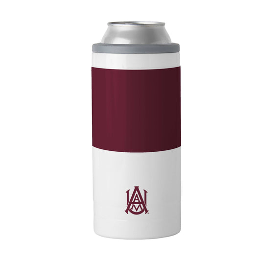 Alabama A&M Colorblock 12oz Slim Can Coolie - Logo Brands - Flyclothing LLC