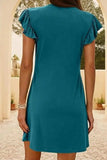 V-Neck Ruffled Cap Sleeve Dress - Trendsi - Flyclothing LLC