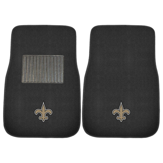 New Orleans Saints Embroidered Car Mat Set - 2 Pieces - New Orleans Saints