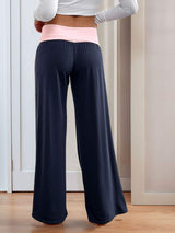 Perfee Contrast Wide Leg Pants - Trendsi - Flyclothing LLC