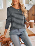 Lovelet Striped Round Neck Long Sleeve T-Shirt - Trendsi - Flyclothing LLC