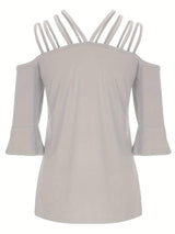Full Size Cold Shoulder Three-Quarter Sleeve Blouse - Trendsi - Flyclothing LLC