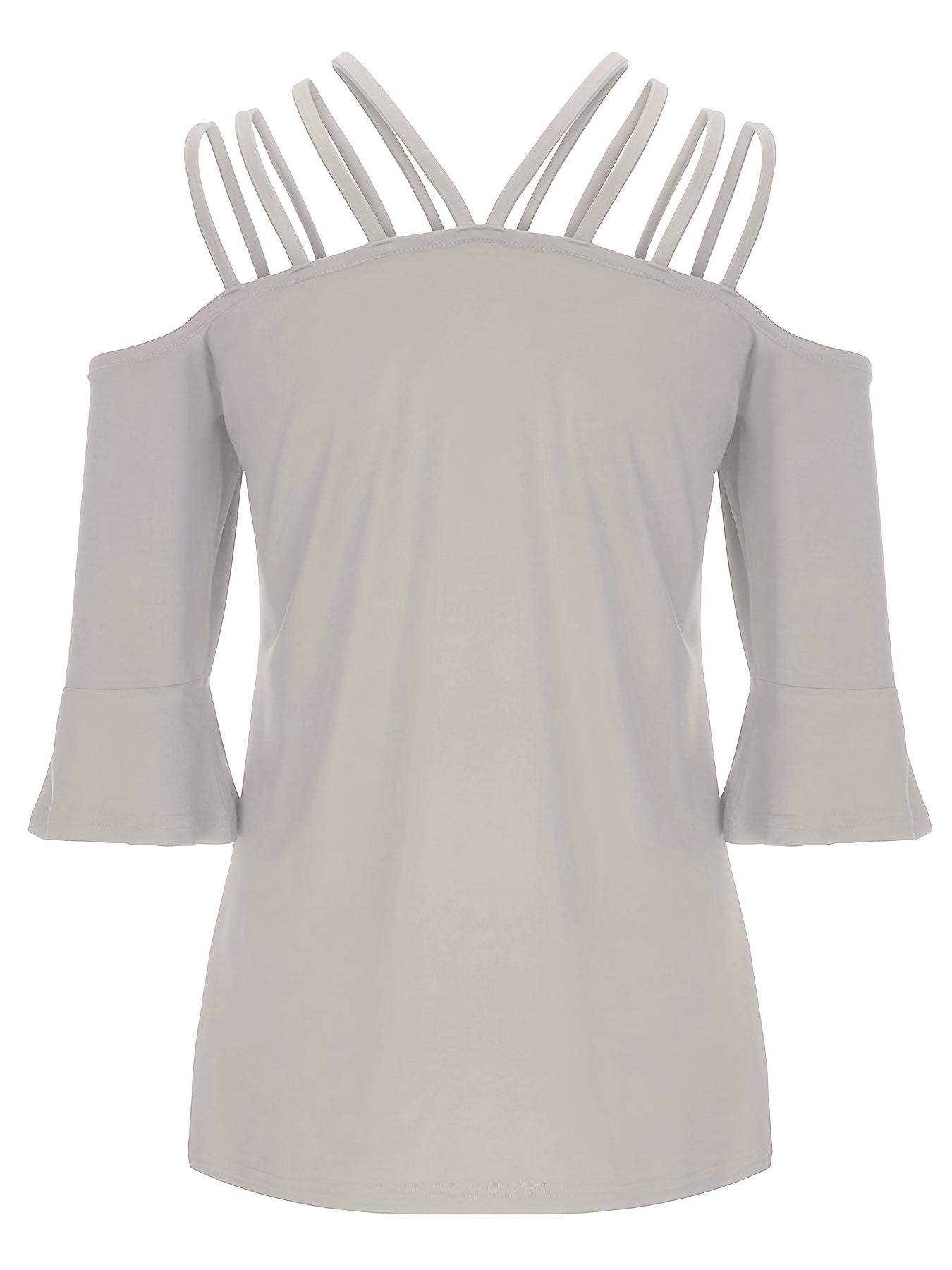 Full Size Cold Shoulder Three-Quarter Sleeve Blouse - Trendsi - Flyclothing LLC