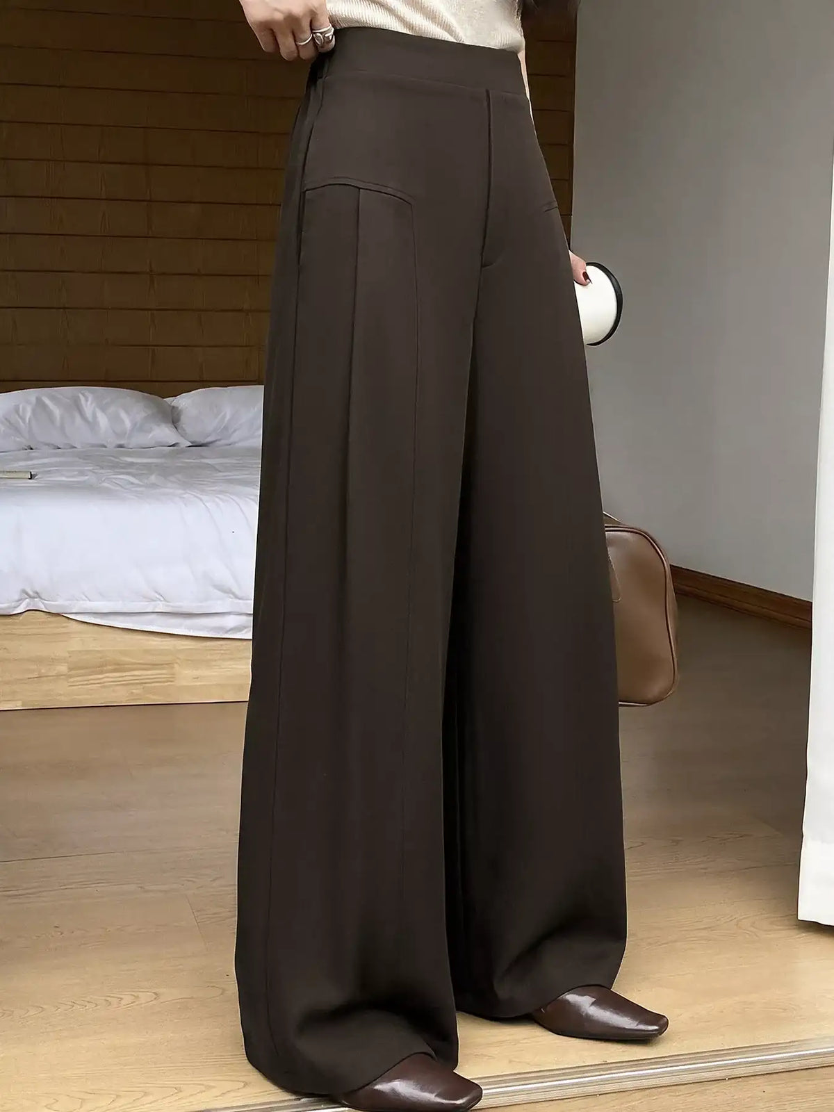 High-Waisted Wide-Leg Pants - Trendsi - Flyclothing LLC