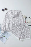 Drawstring Leopard Long Sleeve Hooded Top and Shorts Set - Trendsi