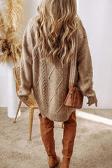 Cable-Knit Round Neck Sweater Dress - Trendsi - Flyclothing LLC