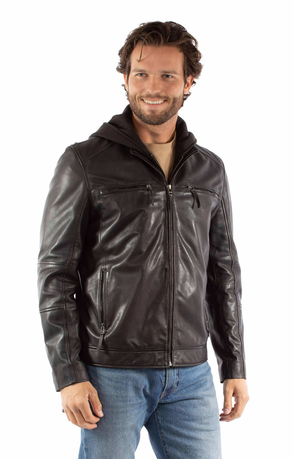 Scully 100% Black Lamb Leather Zip Front W/Hood 1056 - Scully Leather - Flyclothing LLC