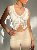 Openwork V-Neck Sweater Vest - Trendsi - Flyclothing LLC