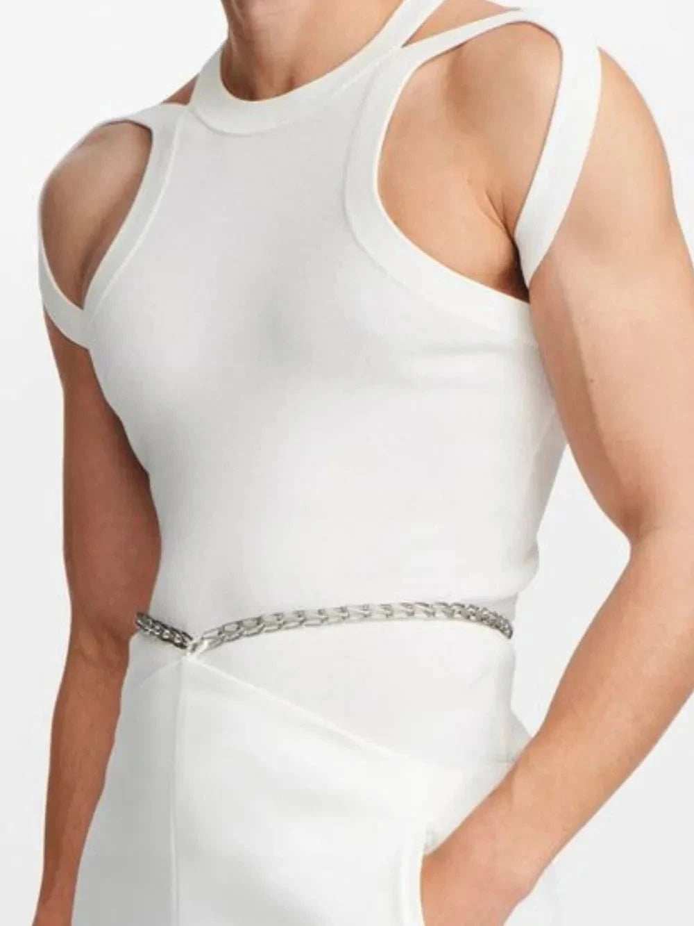 Men's Full Size Cutout Round Neck Tank Plus Size - Trendsi - Flyclothing LLC